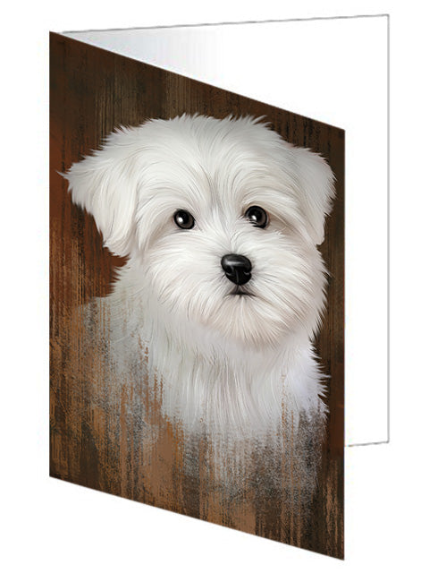 Rustic Maltese Dog Handmade Artwork Assorted Pets Greeting Cards and Note Cards with Envelopes for All Occasions and Holiday Seasons GCD55355