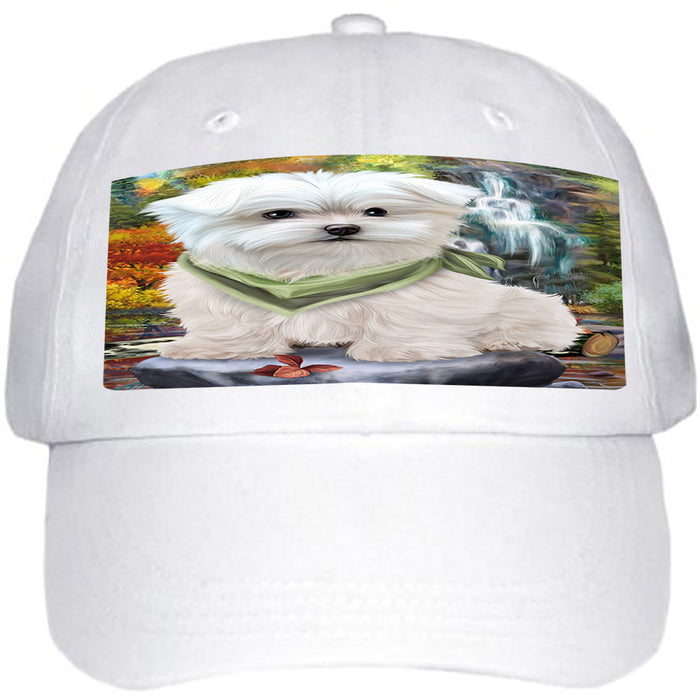 Scenic Waterfall Maltese Dog Ball Hat Cap HAT52203