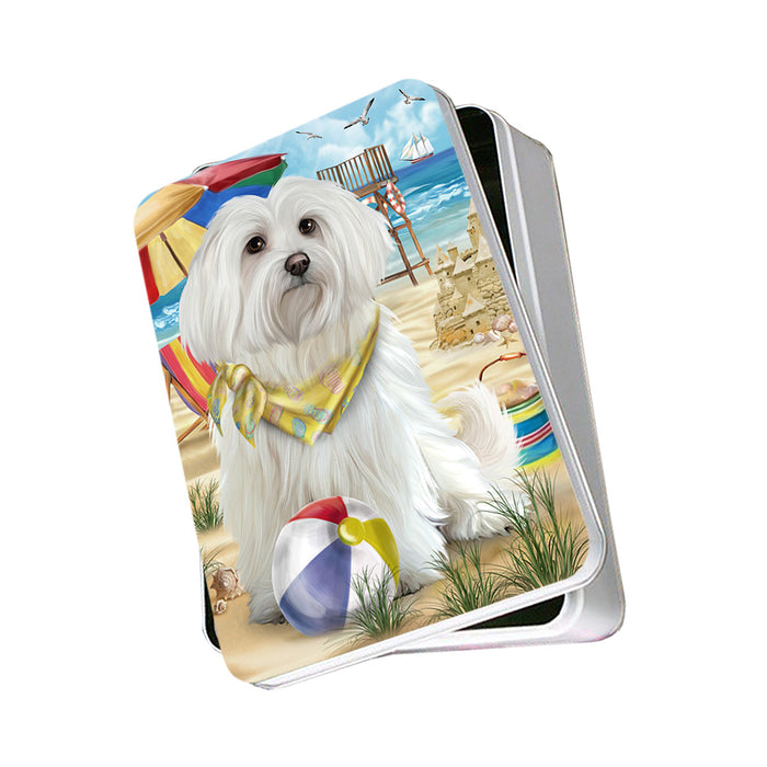 Pet Friendly Beach Maltese Dog Photo Storage Tin PITN50057