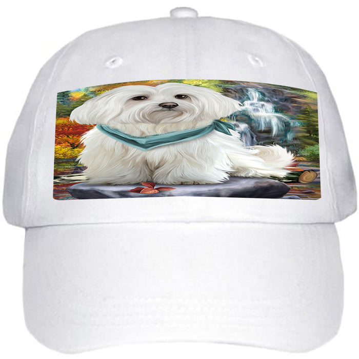 Scenic Waterfall Maltese Dog Ball Hat Cap HAT52206