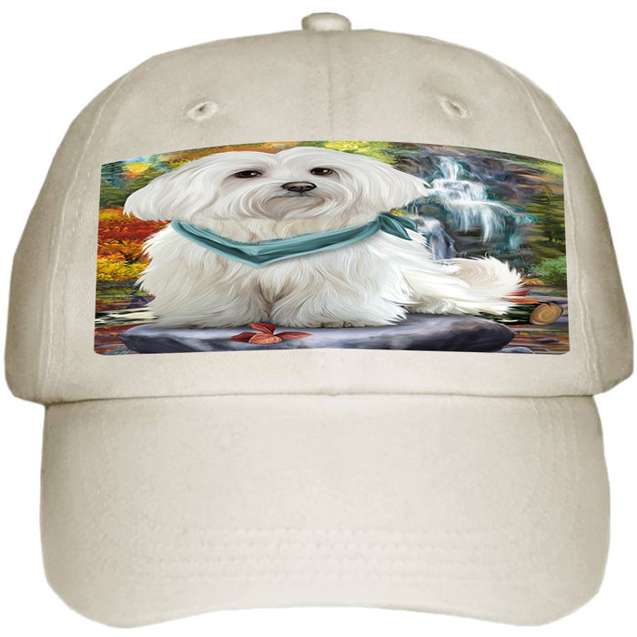 Scenic Waterfall Maltese Dog Ball Hat Cap HAT52206