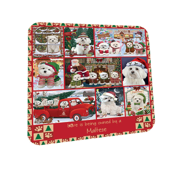Love is Being Owned Christmas Maltese Dogs Coasters Set of 4 CST57196
