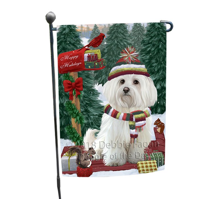 Merry Christmas Woodland Sled Maltese Dog Garden Flag GFLG55265