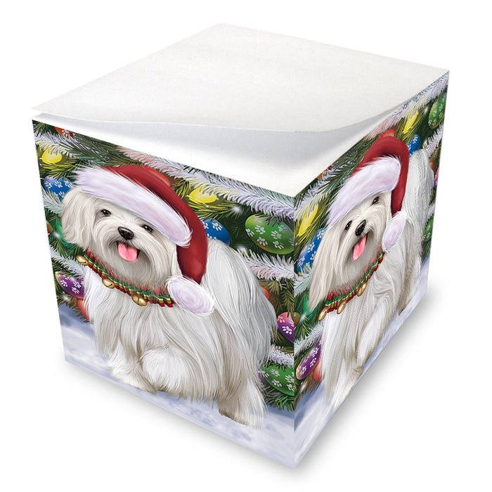 Trotting in the Snow Maltese Dog Note Cube NOC53790
