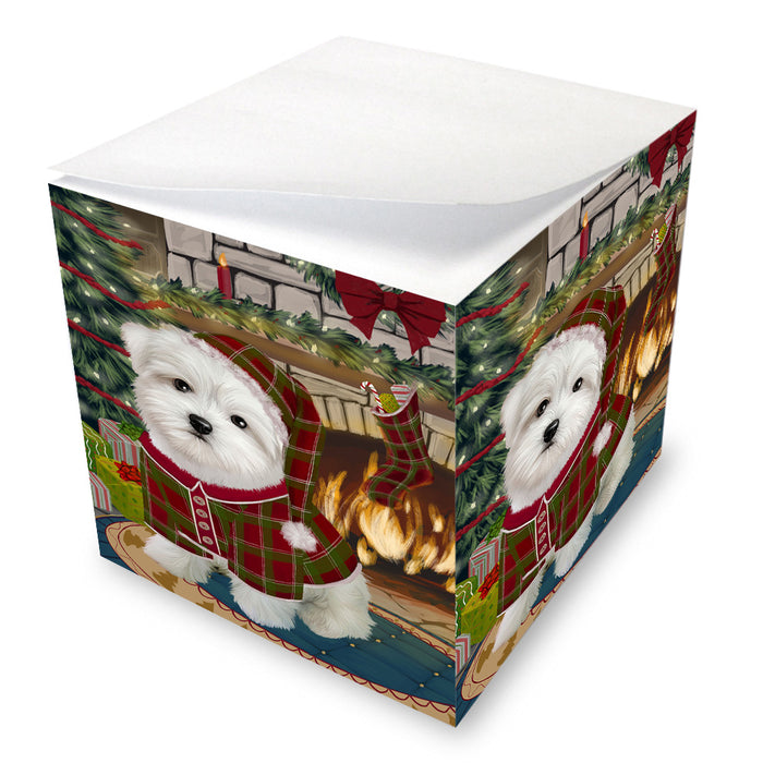 The Stocking was Hung Maltese Dog Note Cube NOC53706