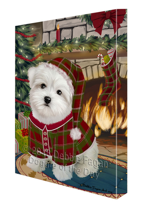 The Stocking was Hung Maltese Dog Canvas Print Wall Art Décor CVS118169