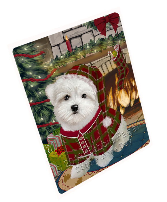 The Stocking was Hung Maltese Dog Magnet MAG71217 (Small 5.5" x 4.25")