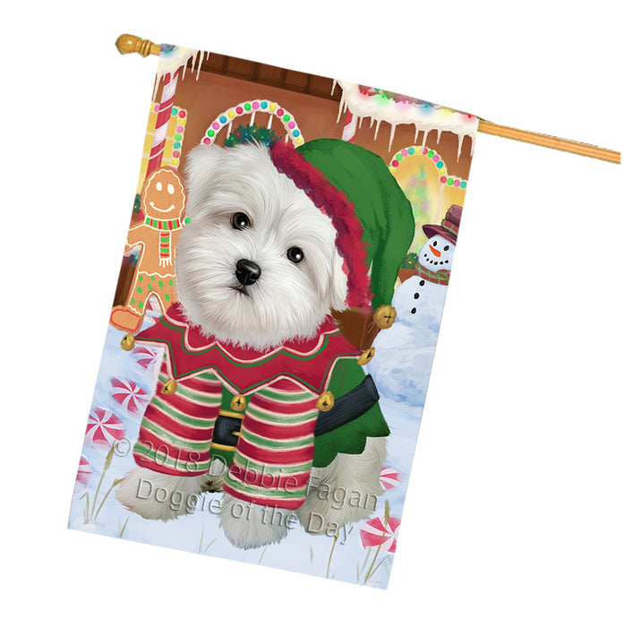 Christmas Gingerbread House Candyfest Maltese Dog House Flag FLG57134