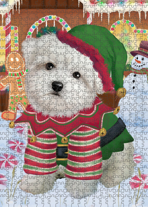 Christmas Gingerbread House Candyfest Maltese Dog Puzzle with Photo Tin PUZL94000