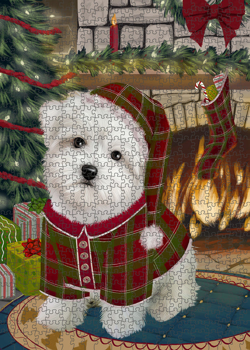 The Stocking was Hung Maltese Dog Puzzle with Photo Tin PUZL89644