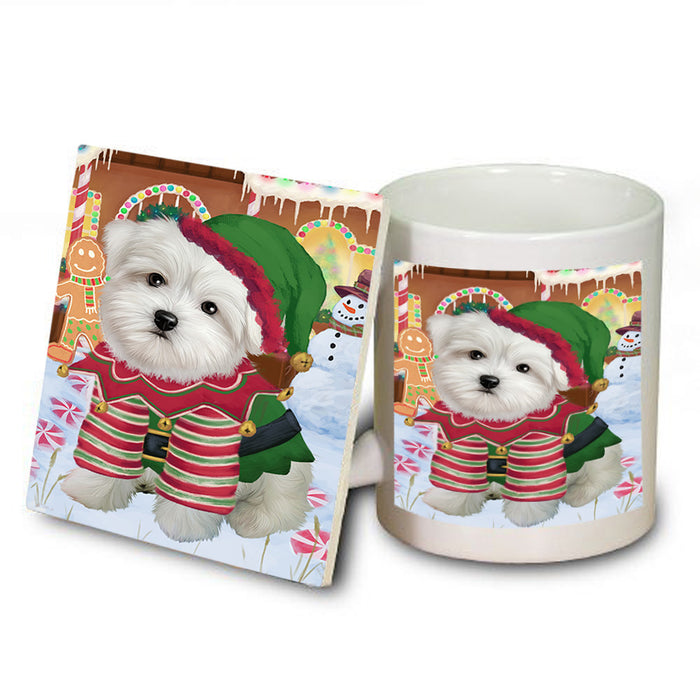 Christmas Gingerbread House Candyfest Maltese Dog Mug and Coaster Set MUC56442