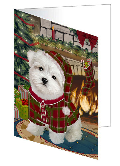 The Stocking was Hung Airedale Terrier Dog Handmade Artwork Assorted Pets Greeting Cards and Note Cards with Envelopes for All Occasions and Holiday Seasons GCD69968