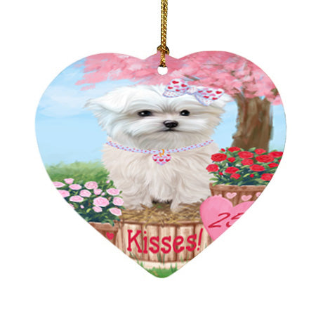 Rosie 25 Cent Kisses Maltese Dog Heart Christmas Ornament HPOR56323