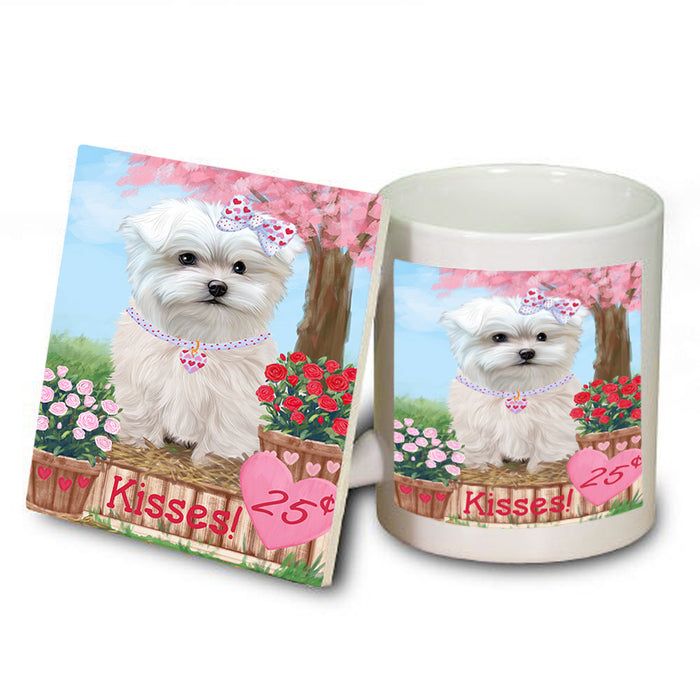 Rosie 25 Cent Kisses Maltese Dog Mug and Coaster Set MUC55959