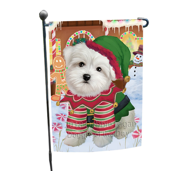 Christmas Gingerbread House Candyfest Maltese Dog Garden Flag GFLG57078