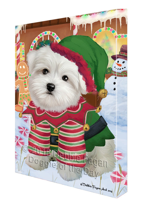 Christmas Gingerbread House Candyfest Maltese Dog Canvas Print Wall Art Décor CVS130274