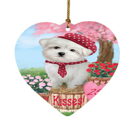 Rosie 25 Cent Kisses Maltese Dog Heart Christmas Ornament HPOR56324