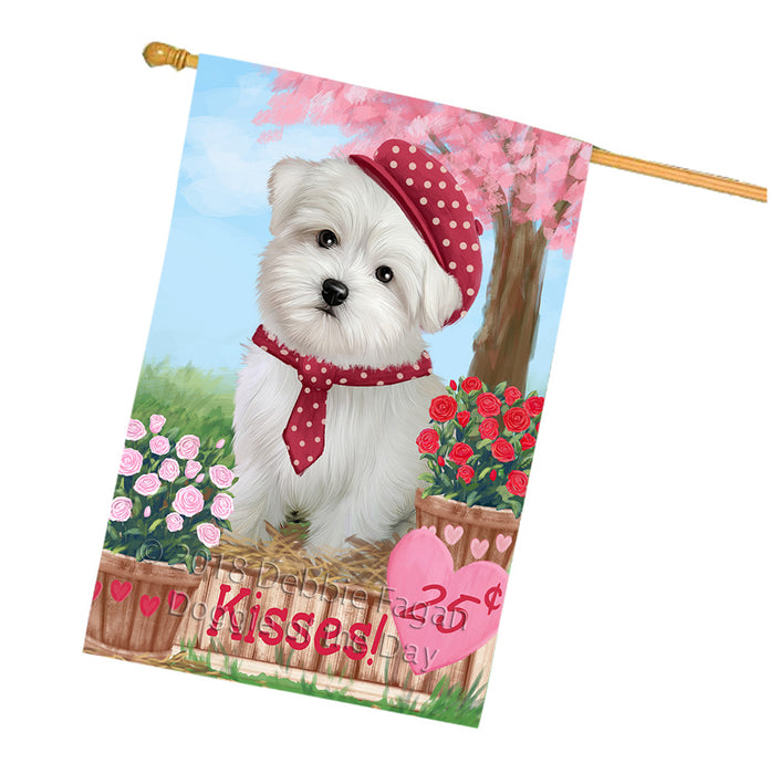 Rosie 25 Cent Kisses Maltese Dog House Flag FLG56652