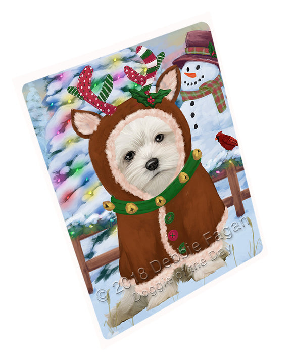 Christmas Gingerbread House Candyfest Maltese Dog Magnet MAG74490 (Small 5.5" x 4.25")