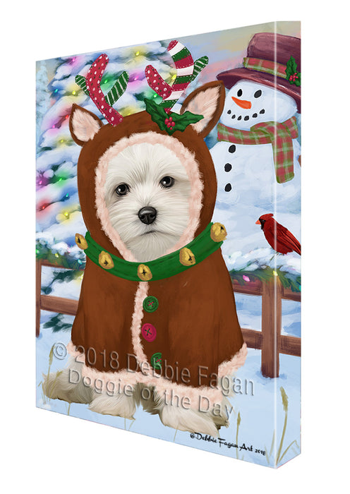 Christmas Gingerbread House Candyfest Maltese Dog Canvas Print Wall Art Décor CVS130283