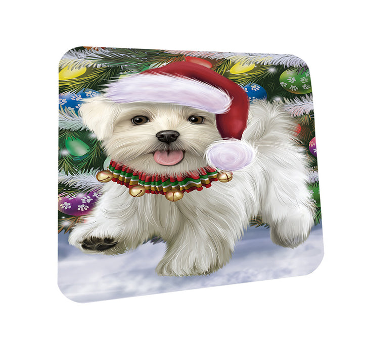 Trotting in the Snow Maltese Dog Coasters Set of 4 CST55403