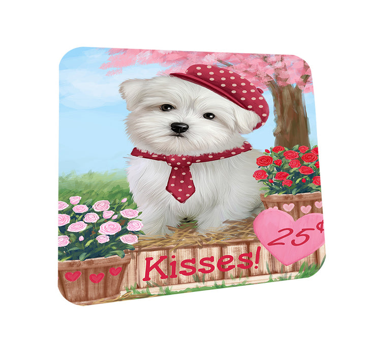 Rosie 25 Cent Kisses Maltese Dog Coasters Set of 4 CST55926