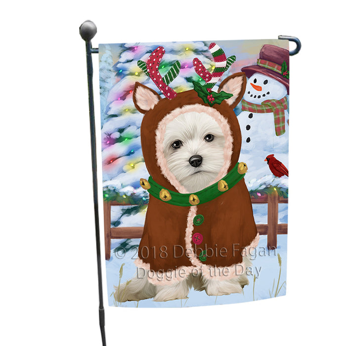 Christmas Gingerbread House Candyfest Maltese Dog Garden Flag GFLG57079
