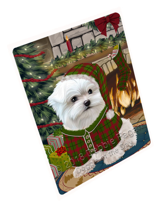 The Stocking was Hung Maltese Dog Magnet MAG71220 (Small 5.5" x 4.25")