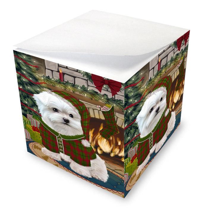 The Stocking was Hung Maltese Dog Note Cube NOC53707