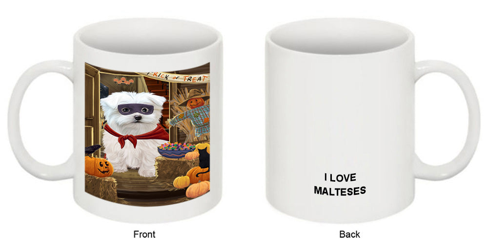 Enter at Own Risk Trick or Treat Halloween Maltese Dog Coffee Mug MUG48588