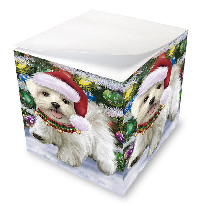 Trotting in the Snow Maltese Dog Note Cube NOC53791