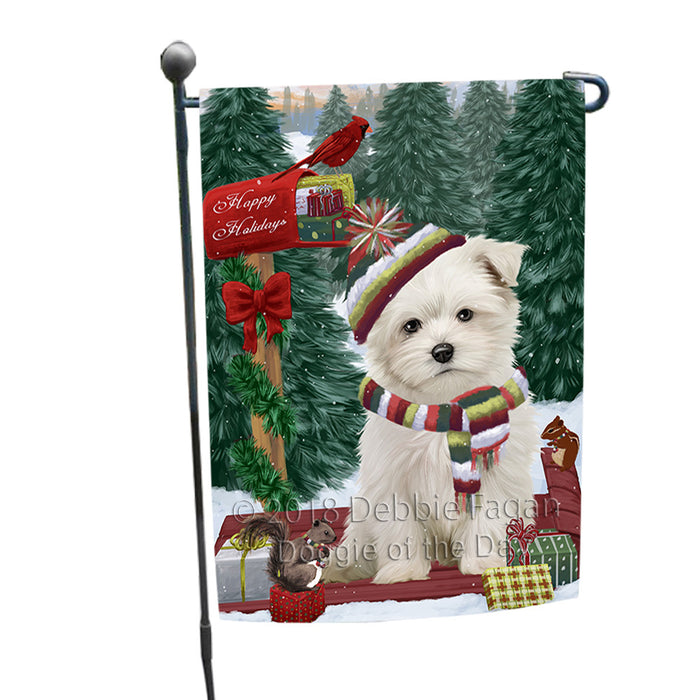 Merry Christmas Woodland Sled Maltese Dog Garden Flag GFLG55266
