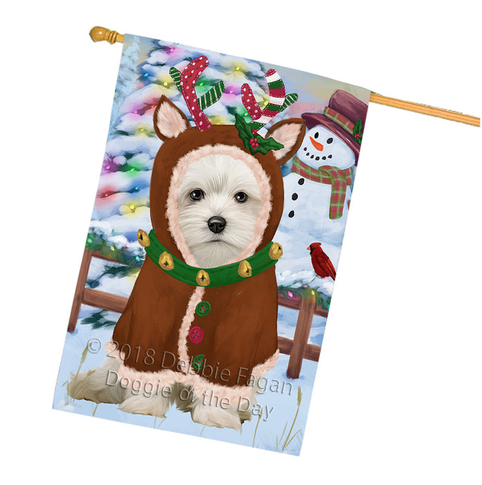 Christmas Gingerbread House Candyfest Maltese Dog House Flag FLG57135