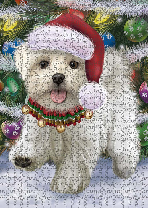Trotting in the Snow Maltese Dog Puzzle with Photo Tin PUZL89984