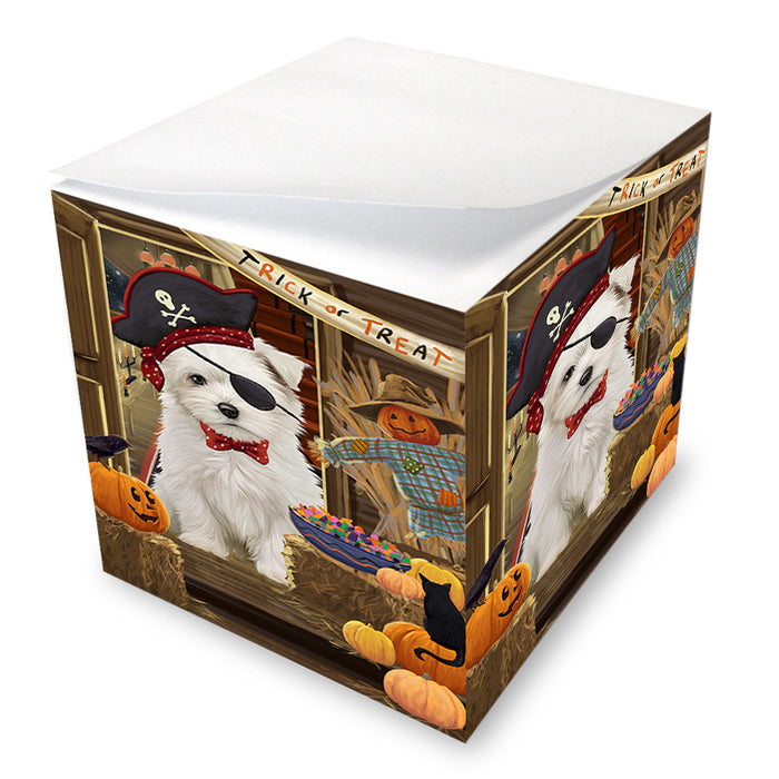 Enter at Own Risk Trick or Treat Halloween Maltese Dog Note Cube NOC53191