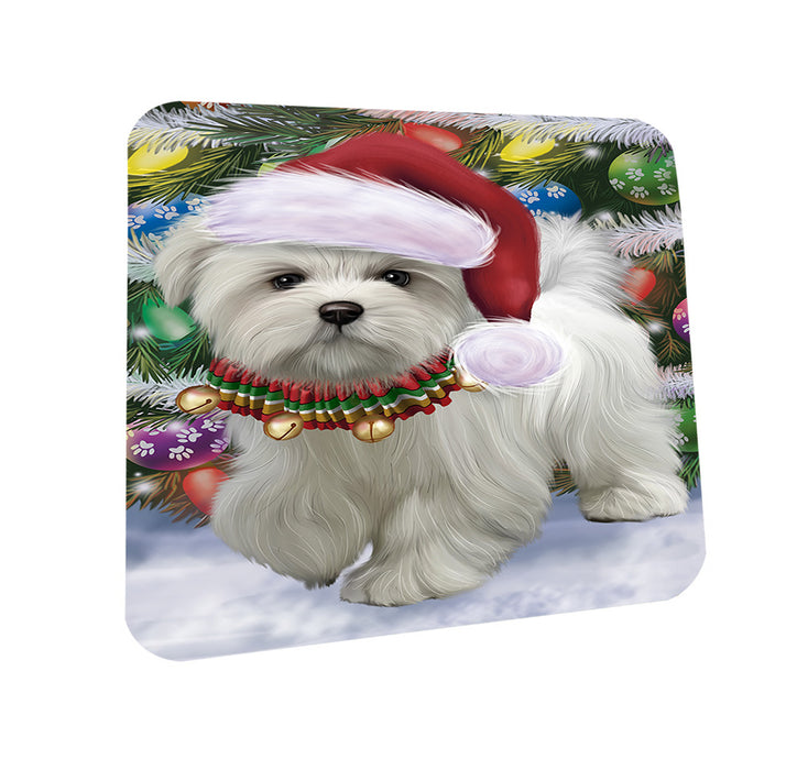 Trotting in the Snow Maltese Dog Coasters Set of 4 CST55404