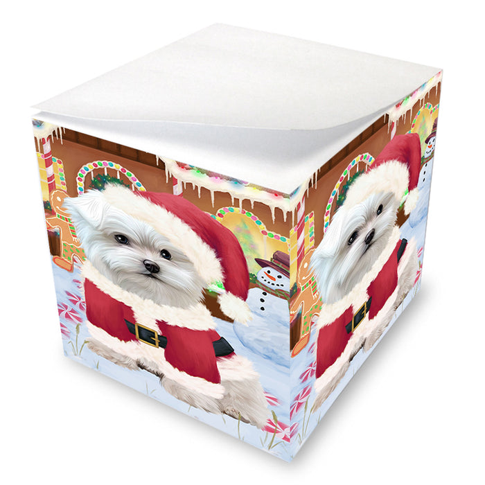 Christmas Gingerbread House Candyfest Maltese Dog Note Cube NOC54524