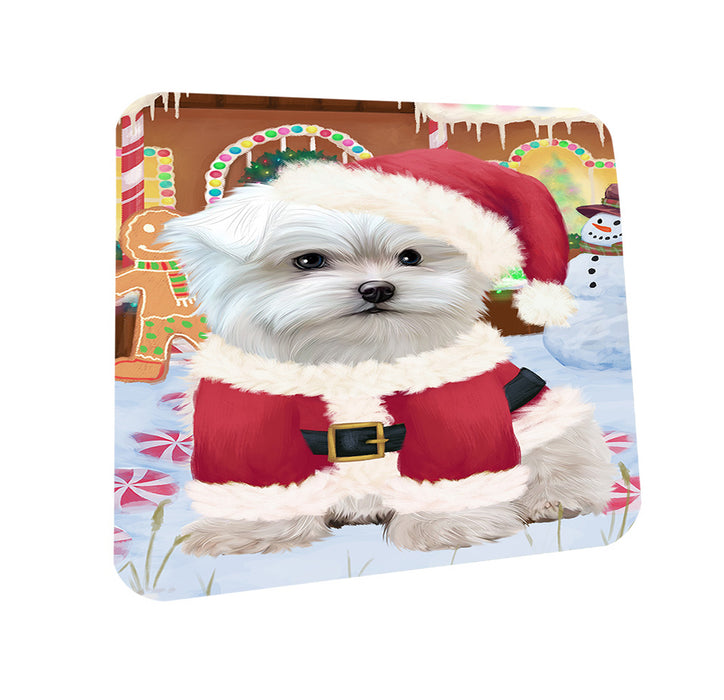 Christmas Gingerbread House Candyfest Maltese Dog Coasters Set of 4 CST56410
