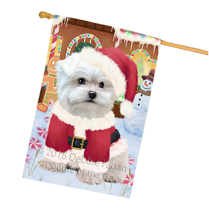 Christmas Gingerbread House Candyfest Maltese Dog House Flag FLG57136