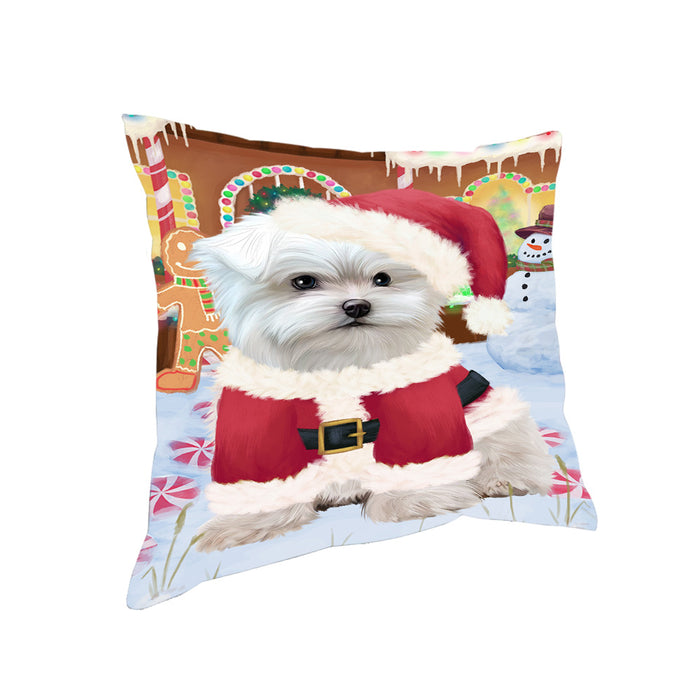 Christmas Gingerbread House Candyfest Maltese Dog Pillow PIL80100