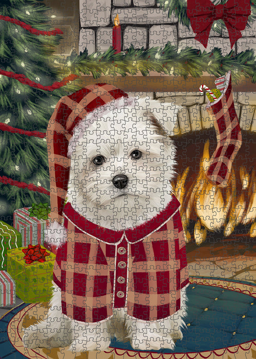 The Stocking was Hung Maltese Dog Puzzle with Photo Tin PUZL89652