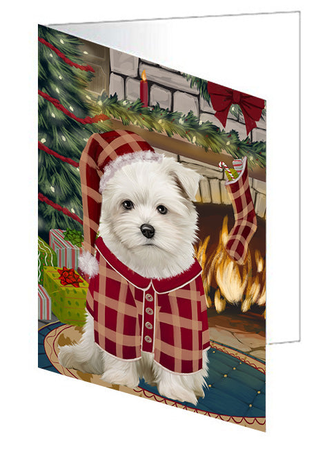 The Stocking was Hung Airedale Terrier Dog Handmade Artwork Assorted Pets Greeting Cards and Note Cards with Envelopes for All Occasions and Holiday Seasons GCD69962