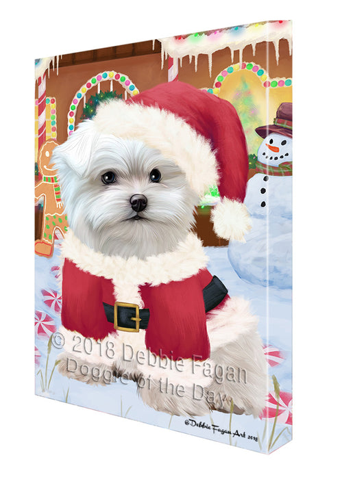 Christmas Gingerbread House Candyfest Maltese Dog Canvas Print Wall Art Décor CVS130292