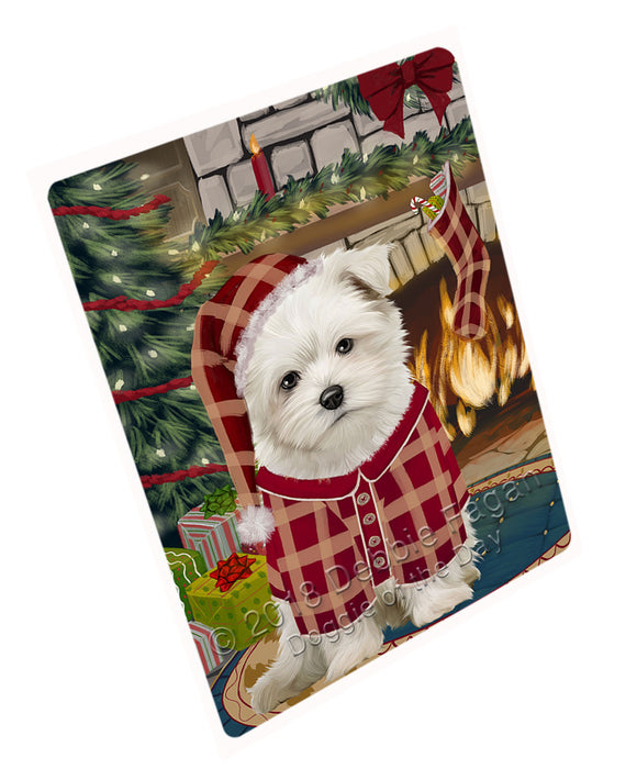 The Stocking was Hung Maltese Dog Magnet MAG71223 (Small 5.5" x 4.25")