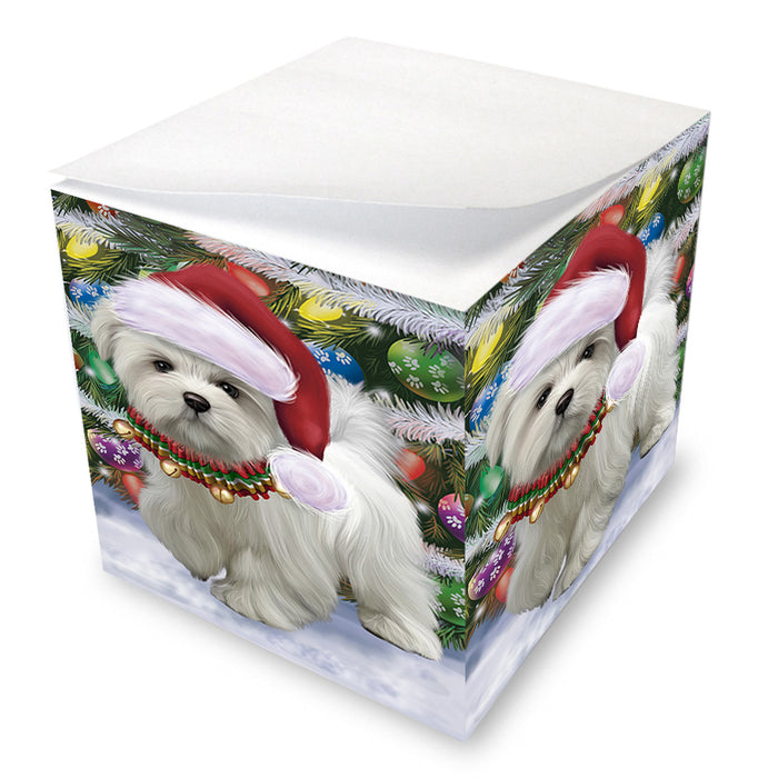 Trotting in the Snow Maltese Dog Note Cube NOC53792