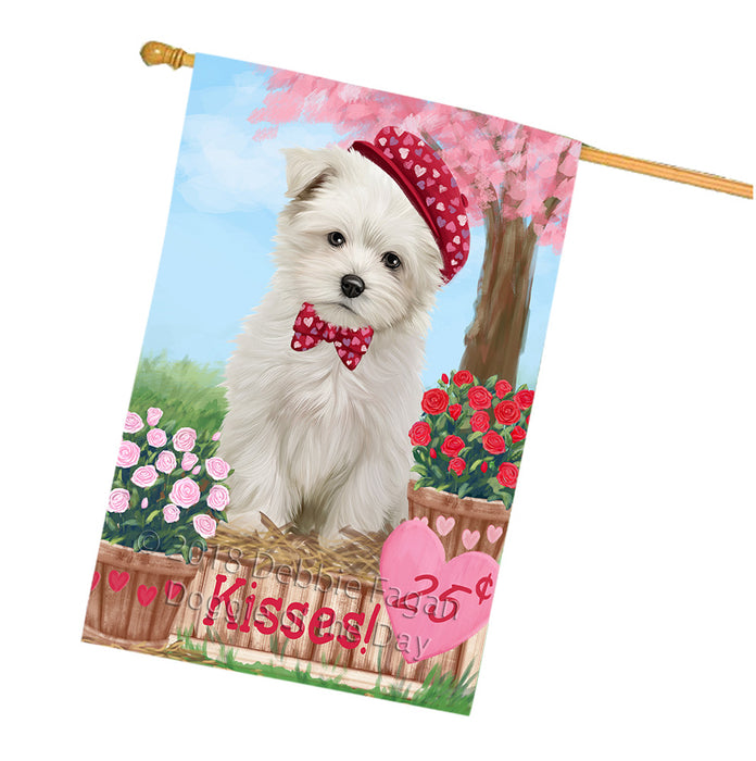 Rosie 25 Cent Kisses Maltese Dog House Flag FLG56653