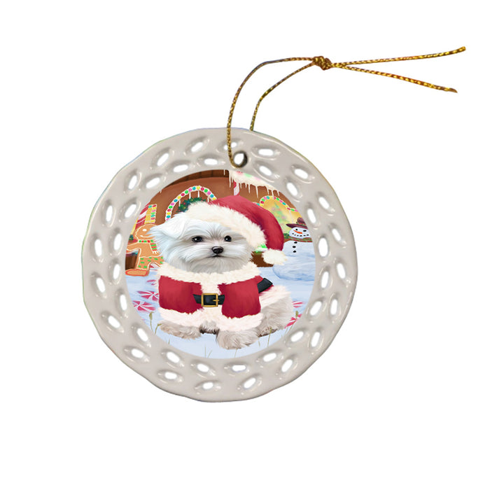 Christmas Gingerbread House Candyfest Maltese Dog Ceramic Doily Ornament DPOR56808