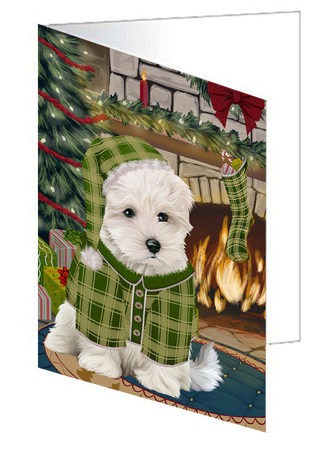 The Stocking was Hung Airedale Terrier Dog Handmade Artwork Assorted Pets Greeting Cards and Note Cards with Envelopes for All Occasions and Holiday Seasons GCD69959