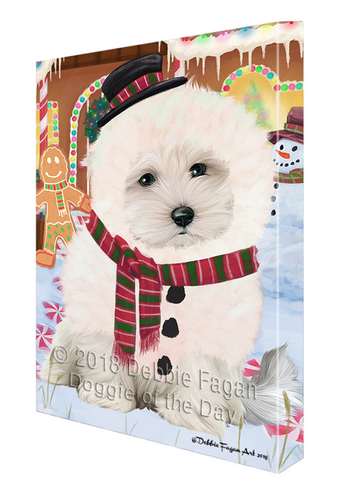 Christmas Gingerbread House Candyfest Maltese Dog Canvas Print Wall Art Décor CVS130301