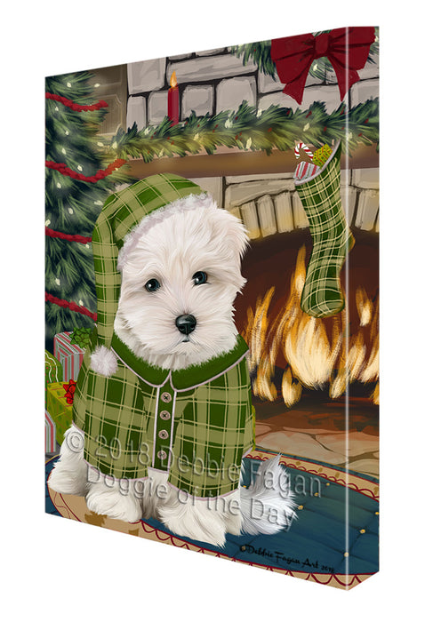 The Stocking was Hung Maltese Dog Canvas Print Wall Art Décor CVS118196